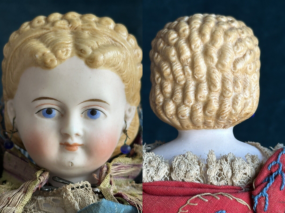 Very Rare Antique German 14” Parian China Bisque Head Fashion Doll Pierced Ears