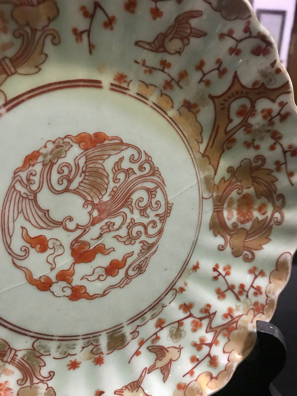 Miniatura: Antico piatto cina verde e rosso