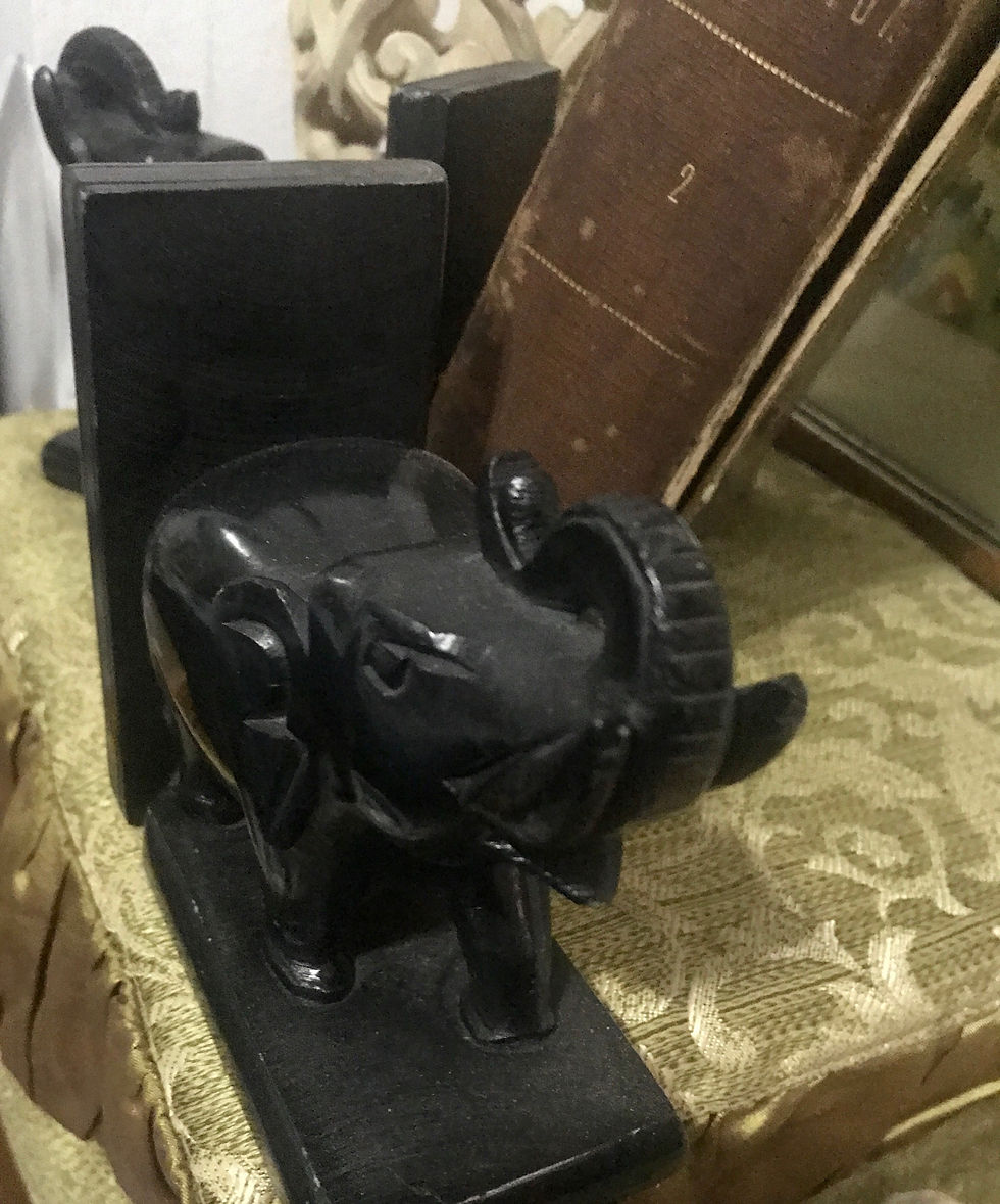Miniatura: Coppia elefanti fermalibro in marmo nero