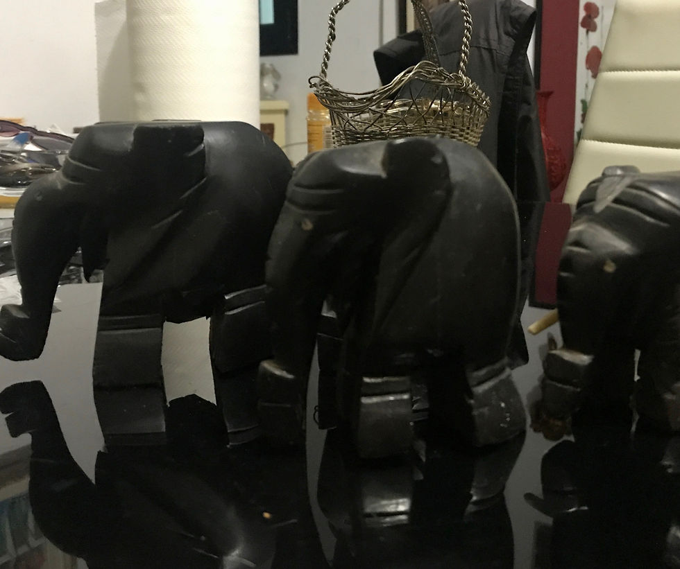 Miniatura: Famiglia elefanti in ebano