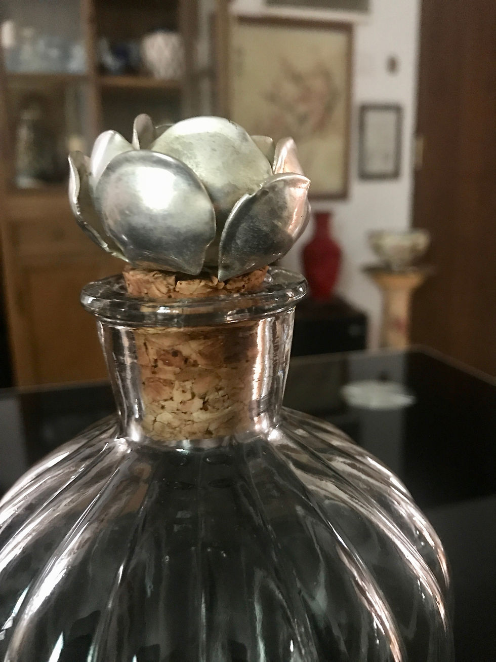 Miniatura: Bottiglia in vetro con tappo a fiore