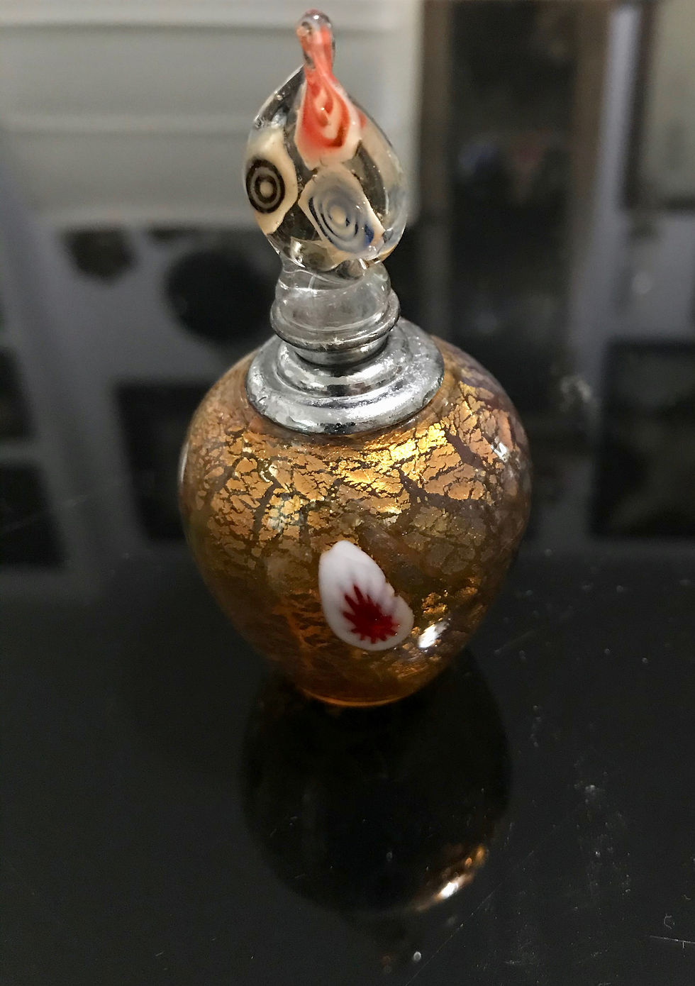 Miniatura: Porta profumo in vetro di Murano Murrine e oro, tappo a vite
