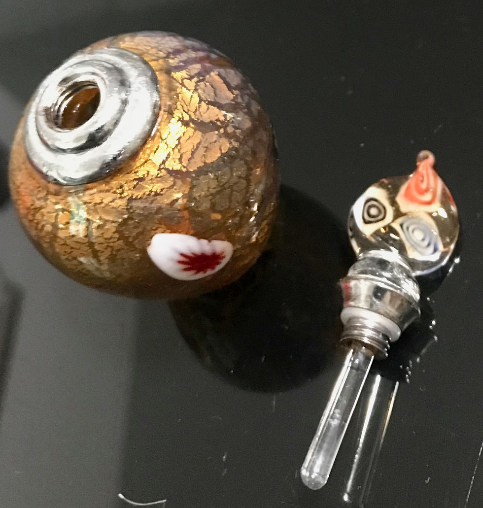Miniatura: Porta profumo in vetro di Murano Murrine e oro, tappo a vite