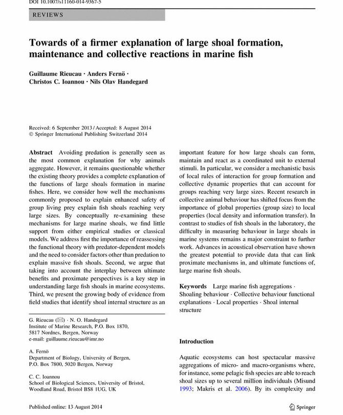 The Whys and Hows of massive marine shoals