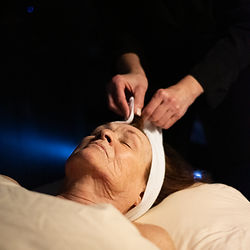 Client receiving a recovery facial