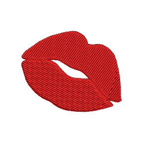 Broderie en forme de bouche rouge