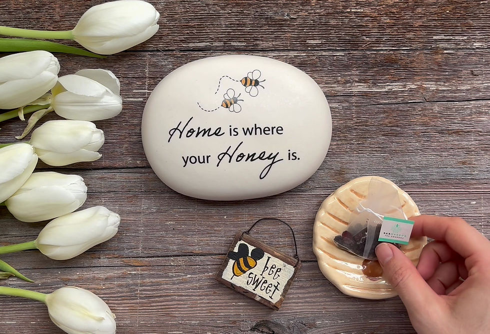Thumbnail: "Home is where your honey is" honey bee garden rock
