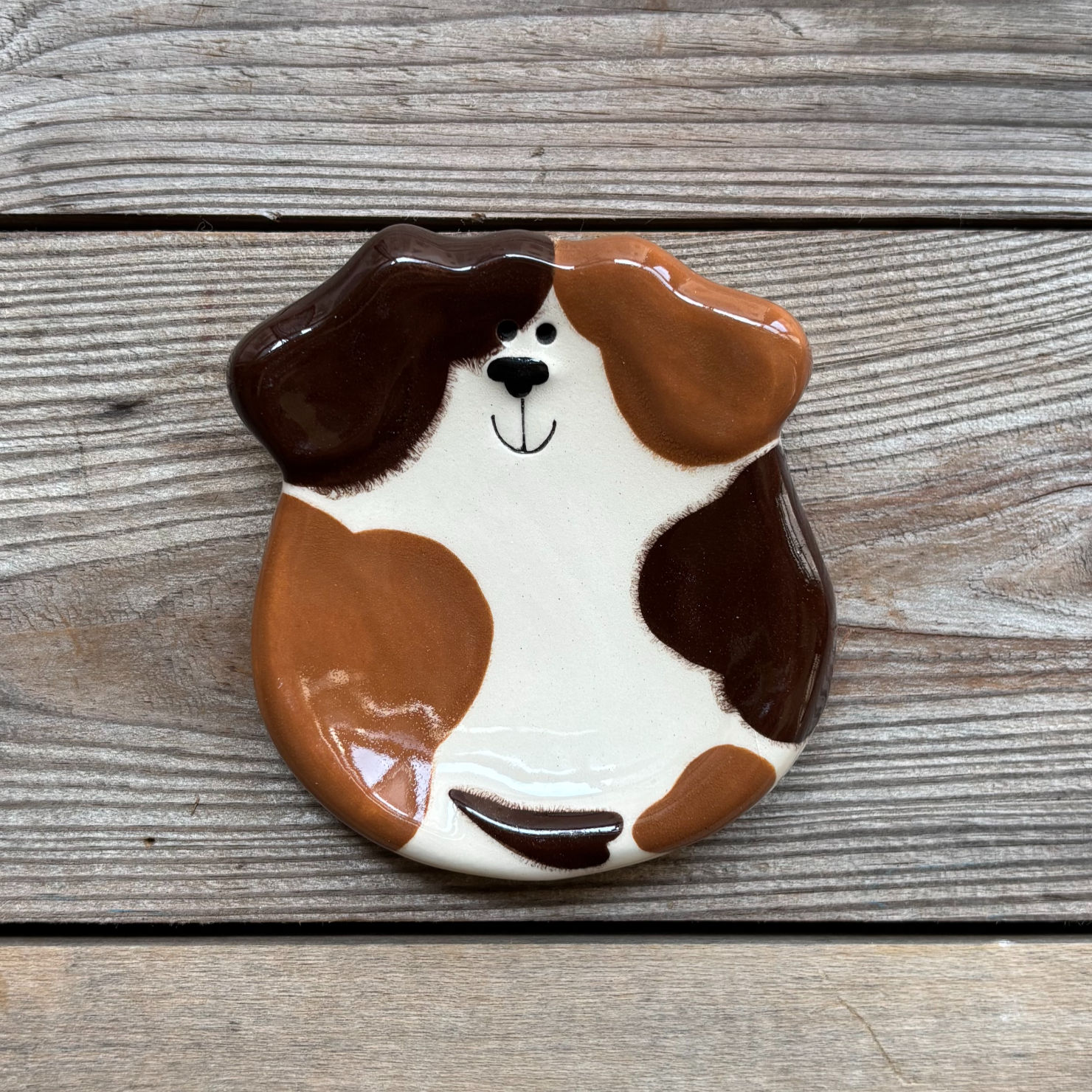 3" Mini Dog Dish: Tan and Dark Brown Spots