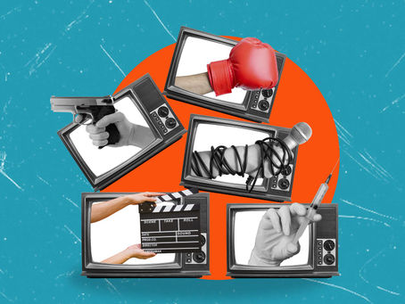 TV Screens with actions representing different genres.