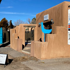 Photo of the exterior of Materiality gallery on Delgado Street in Santa Fe New Mexico's Canyon Road Arts District.