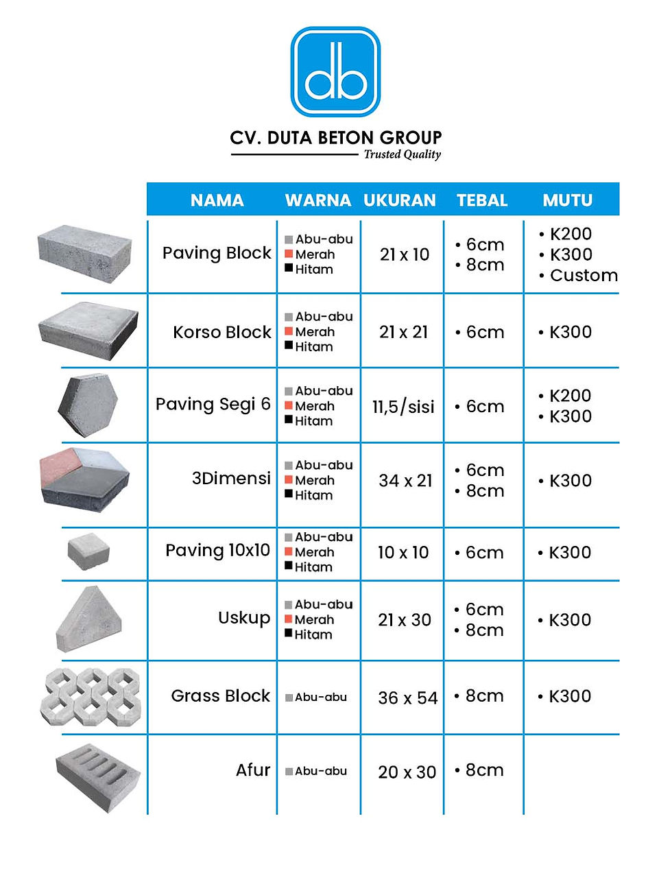Model dan motif paving block CV. Duta Beton Group
