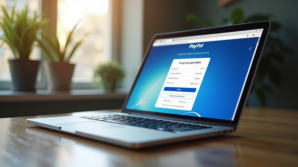 Eye-level view of a laptop screen showing a PayPal payment page