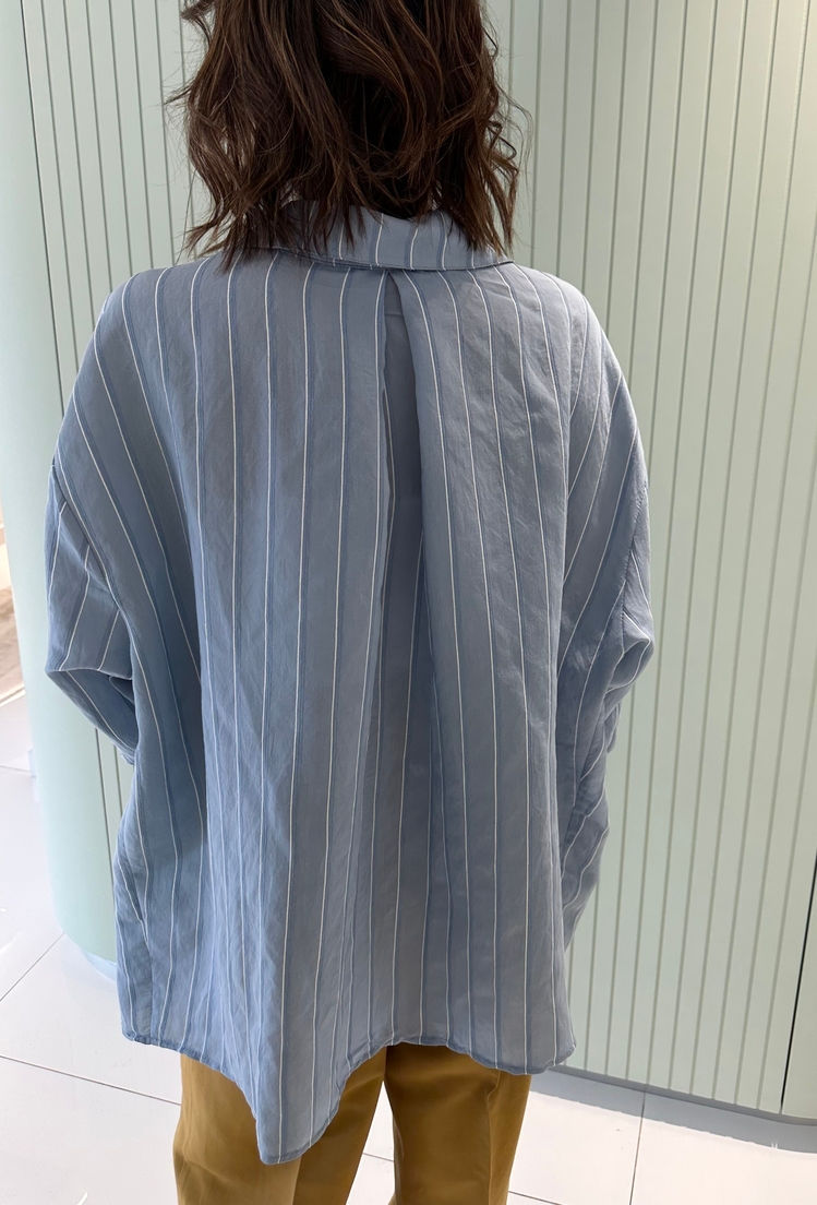 Küçük resim: Çizgili Oversize Gömlek / İndigo
