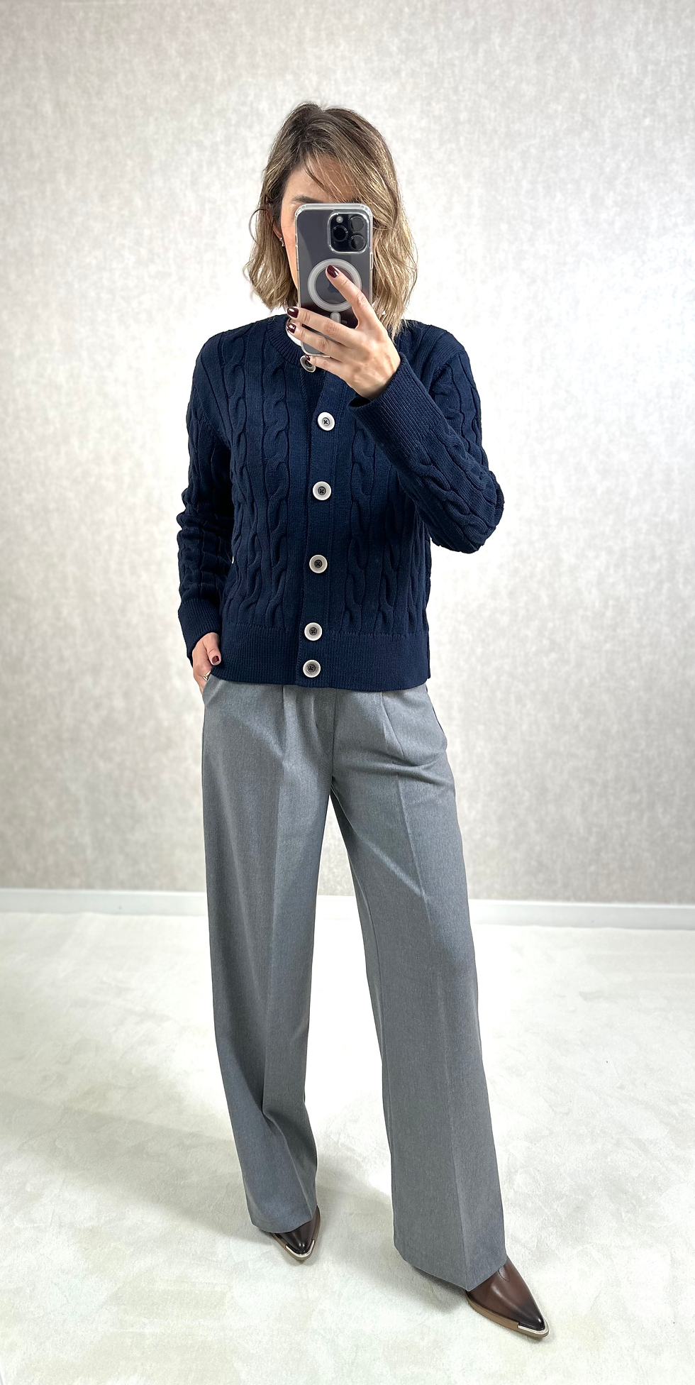 Küçük resim: Pile Detaylı Palazzo Pantolon/ Gri