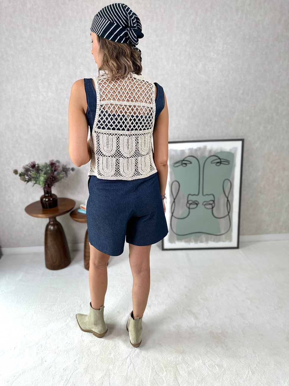 Küçük resim: Kemerli Lacivert Denim Şort