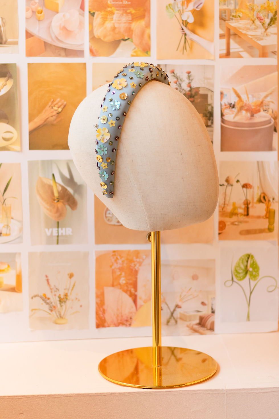 Thumbnail: Blue Satin Embellished Headband