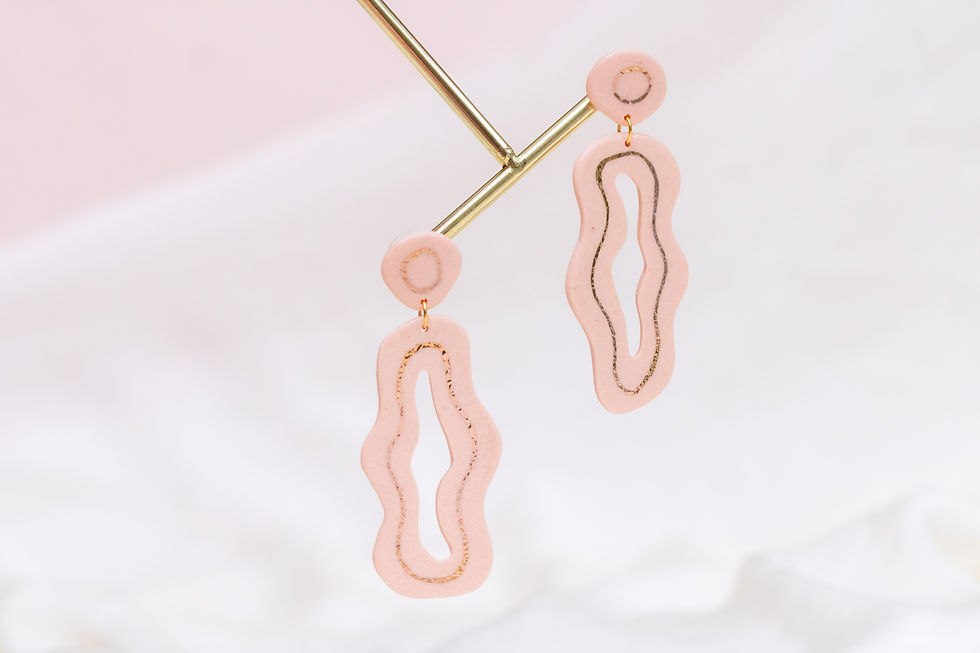 Thumbnail: Aurora Asymmetrical Peach Statement Earrings