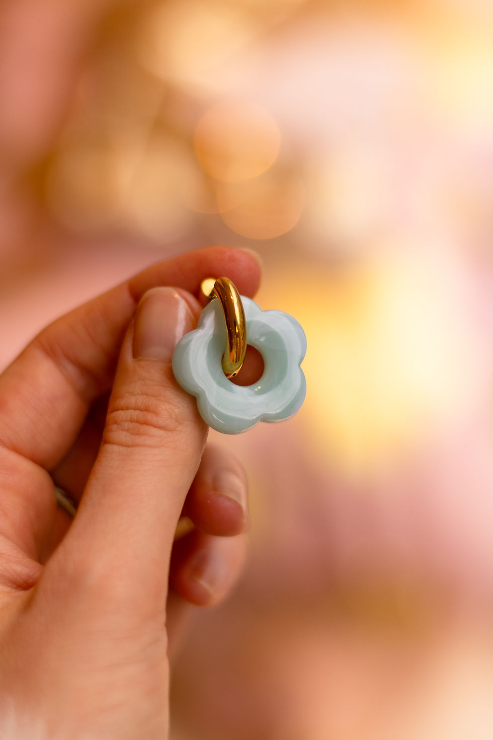 Thumbnail: Flower Creole Earrings - Aqua