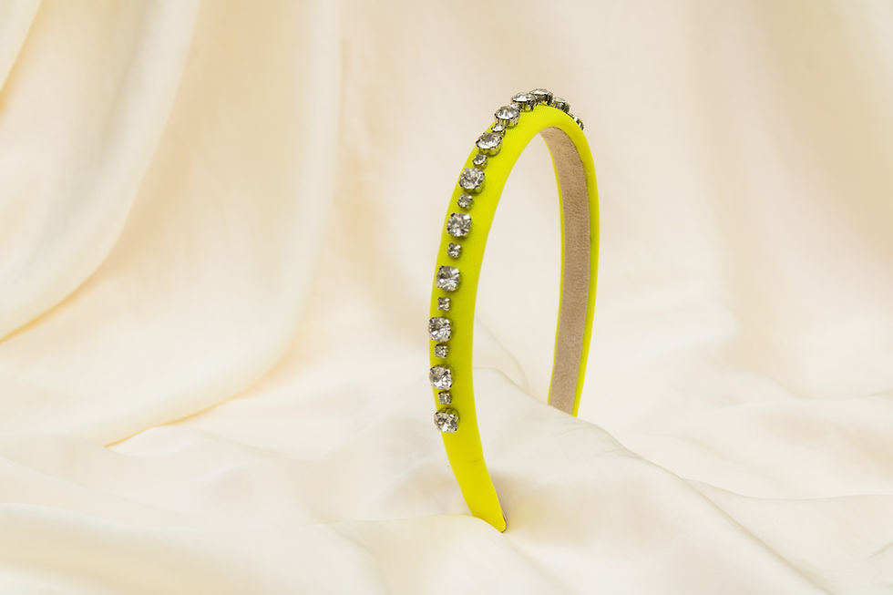 Thumbnail: Neon Yellow Crystal Embellished  Headband