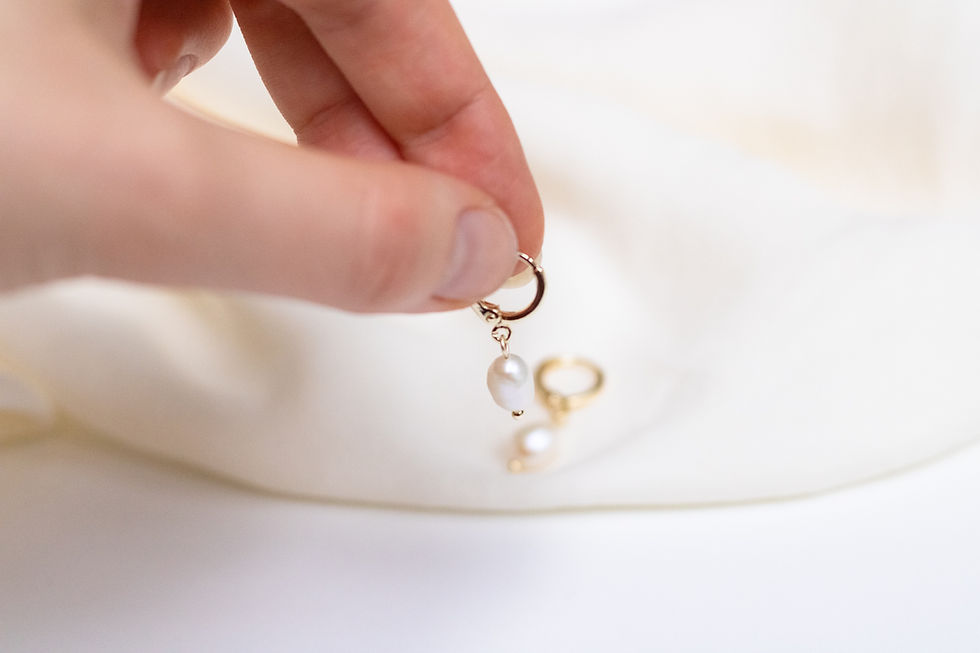 Thumbnail: Mini Pearl Charm Creole Earring