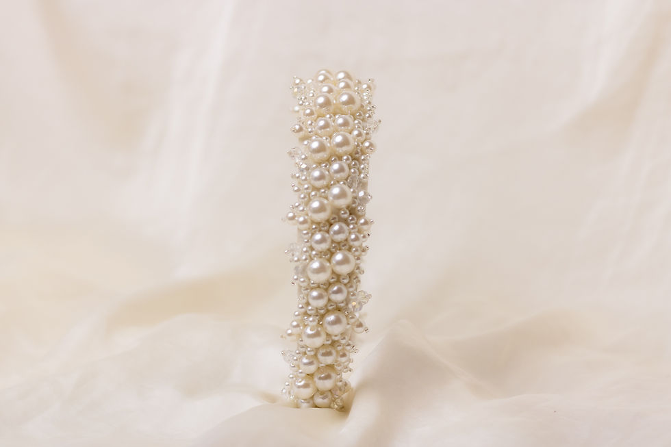 Thumbnail: Pearl & Crystal Embellished White Headband