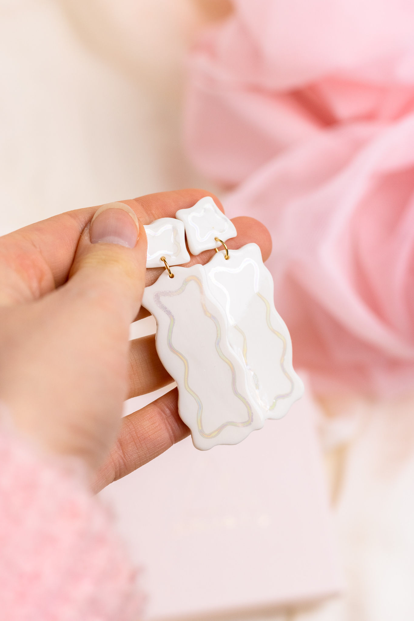 The Mirror Earrings - White