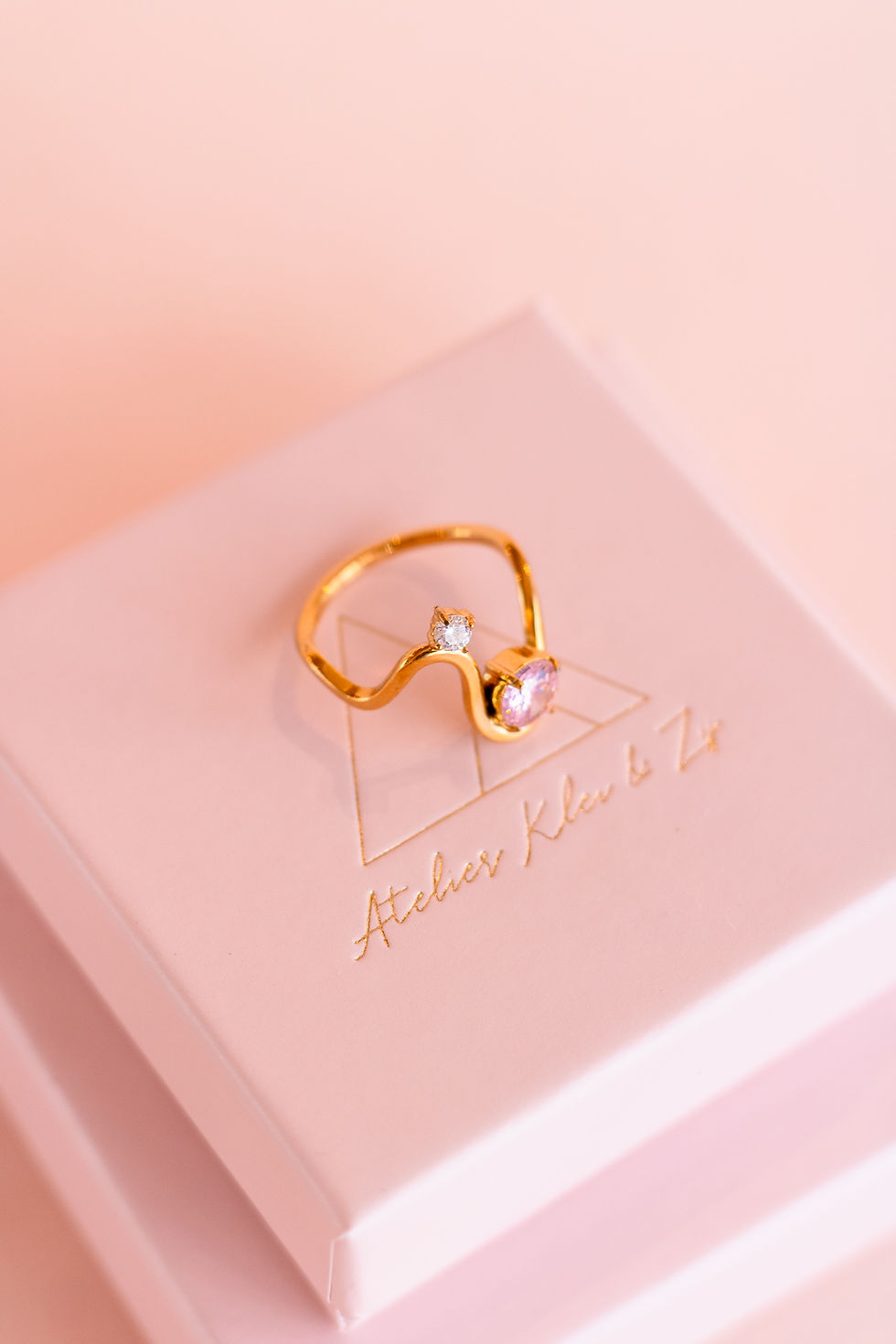 Thumbnail: Zirkonia Ring Roze | Verguld Stainless Steel