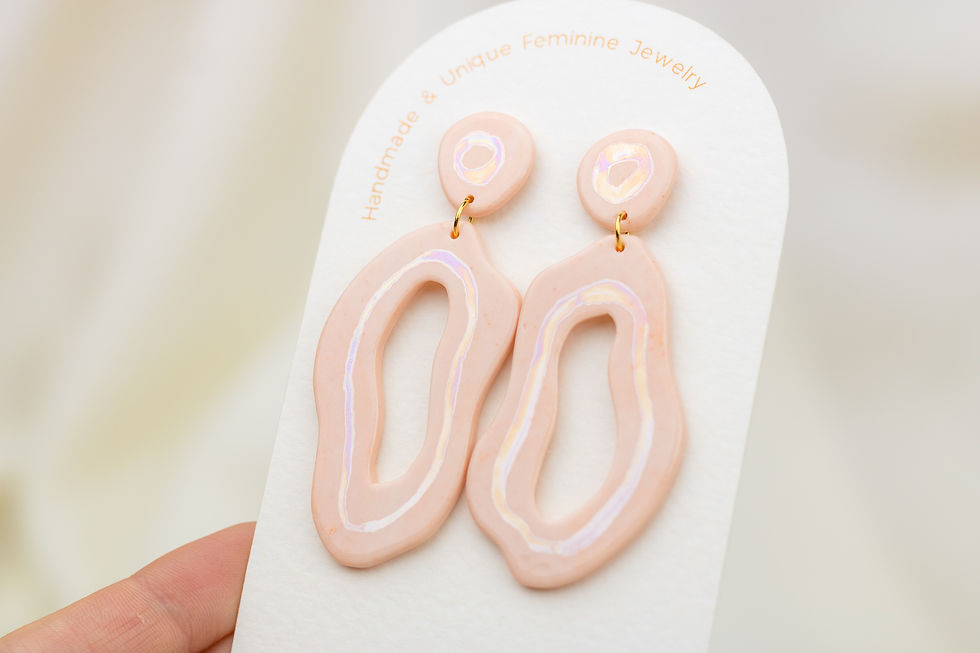 Thumbnail: Aurora Asymmetrical Iridescent Warm Pink Statement Earring