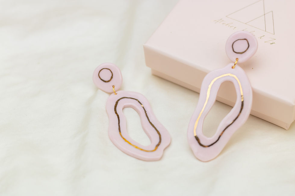 Thumbnail: Aurora Asymmetrical Statement Earrings - Cool Pink