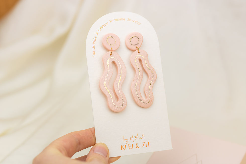 Thumbnail: Aurora Asymmetrical Peach Statement Earrings