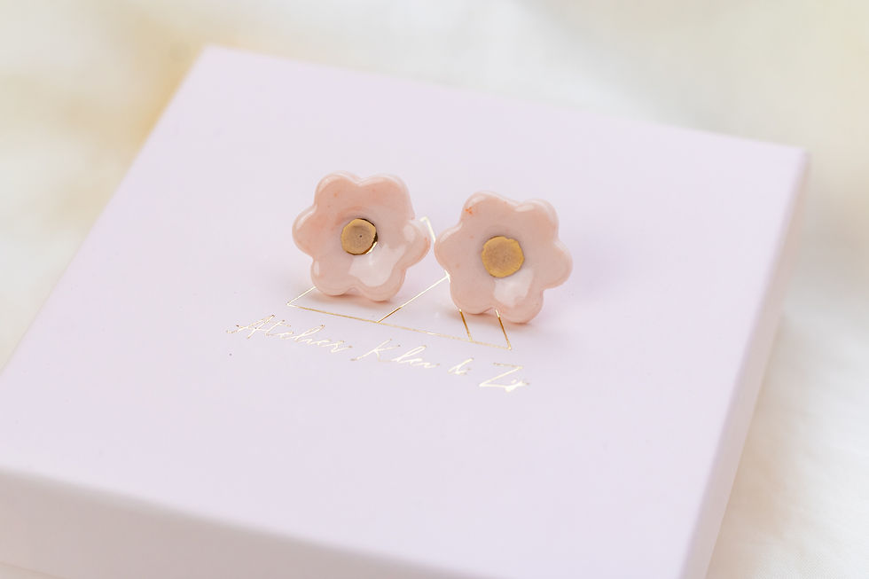 Thumbnail: Porcelain Blossom Stud Earring - Peach