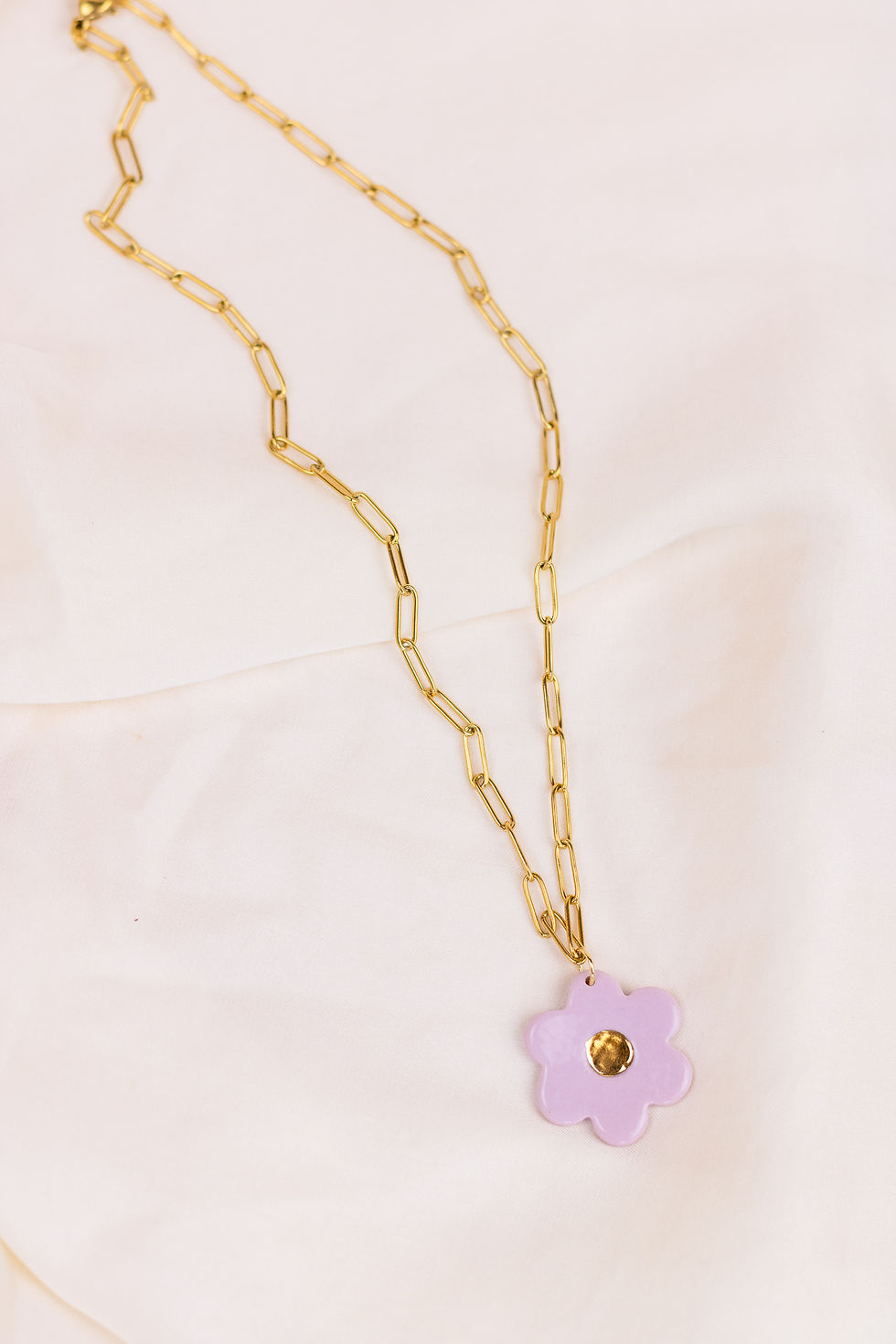Thumbnail: Lilac Porcelain Flower Necklace