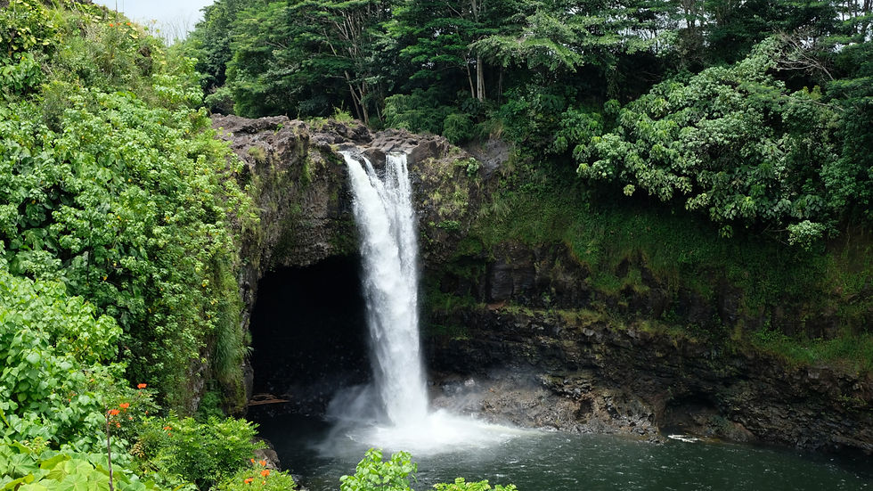 Rainbow Falls outside of Hilo, Hawaii, one of the easiest waterfalls to visit for cruisers and families