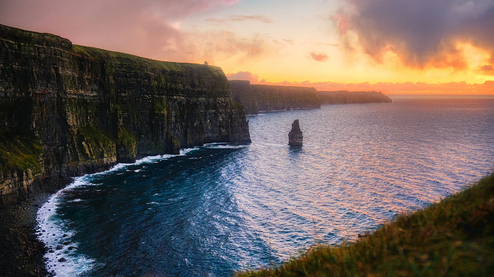 Sunset over the Cliffs of Moher in County Clare, Ireland