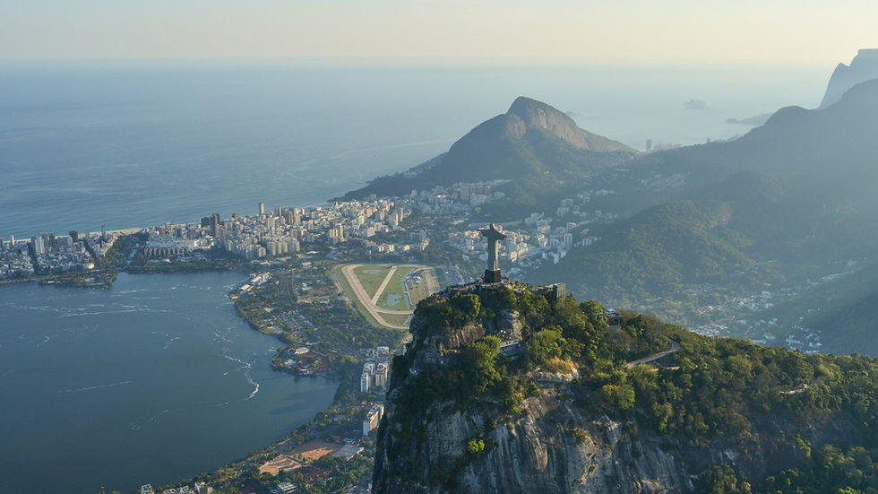World Cruise call to port in Rio. Christ the Redeemer looks down over Rio de Janeiro, Brazil