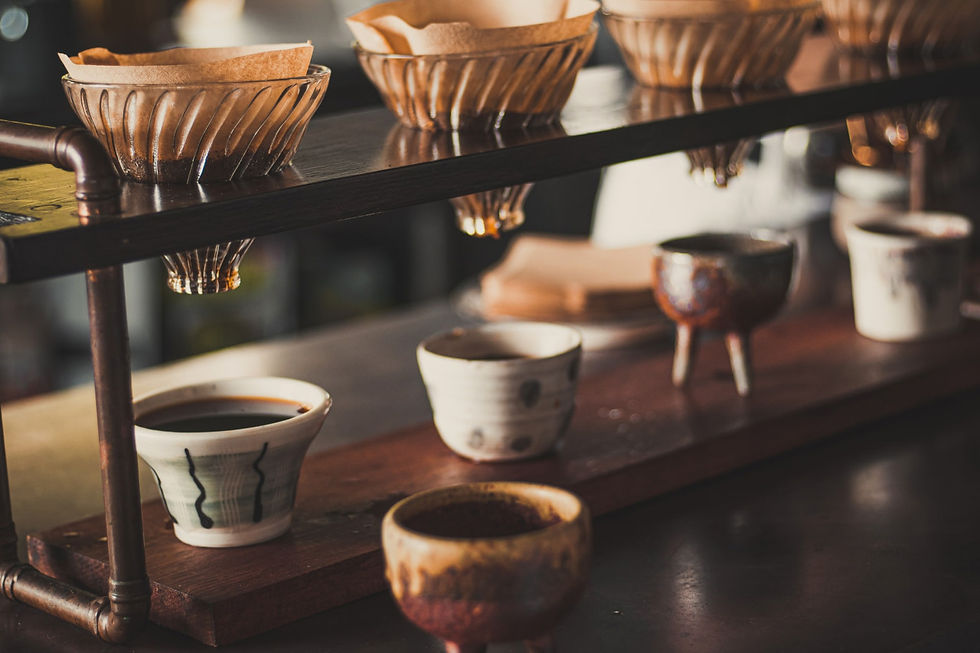 Coffee drip filtered at Rooster Farms in Kona, the oldest certified organic Kona coffee in Hawaii