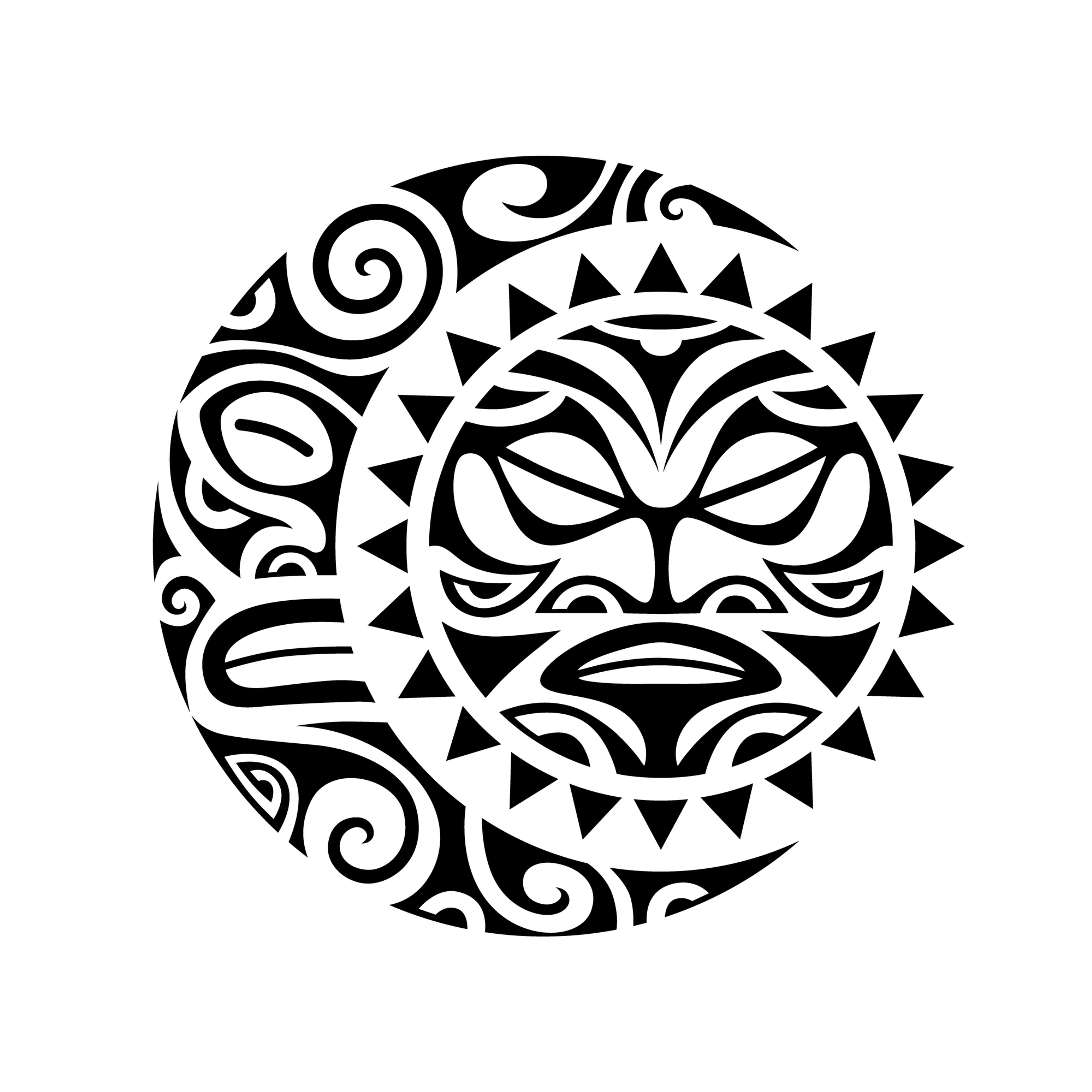 Sun and Moon Maori Tattoo Print