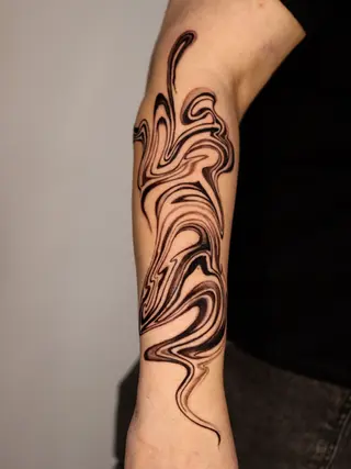 abstract wavy lines fineline tattoo
