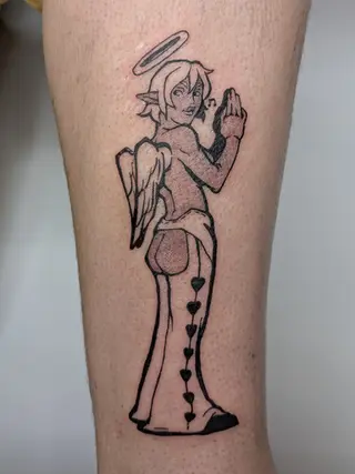 Angel lady illustrative tattoo