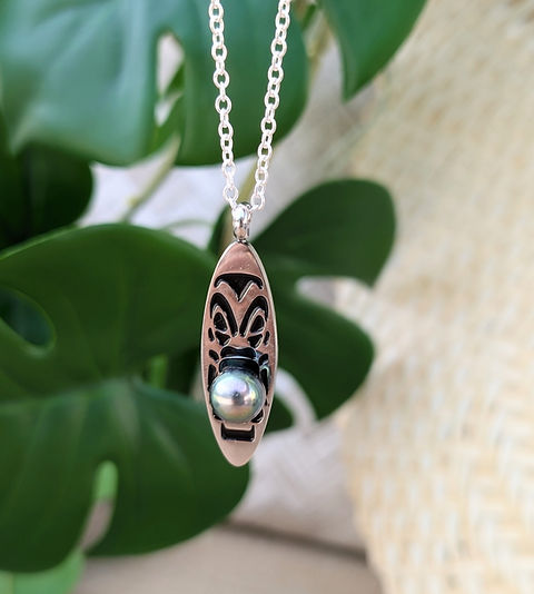 Collier Perle De Tahiti Sur Cuir Ajustable - Perle Grise Naturelle, Argent 925, Longueur Réglable