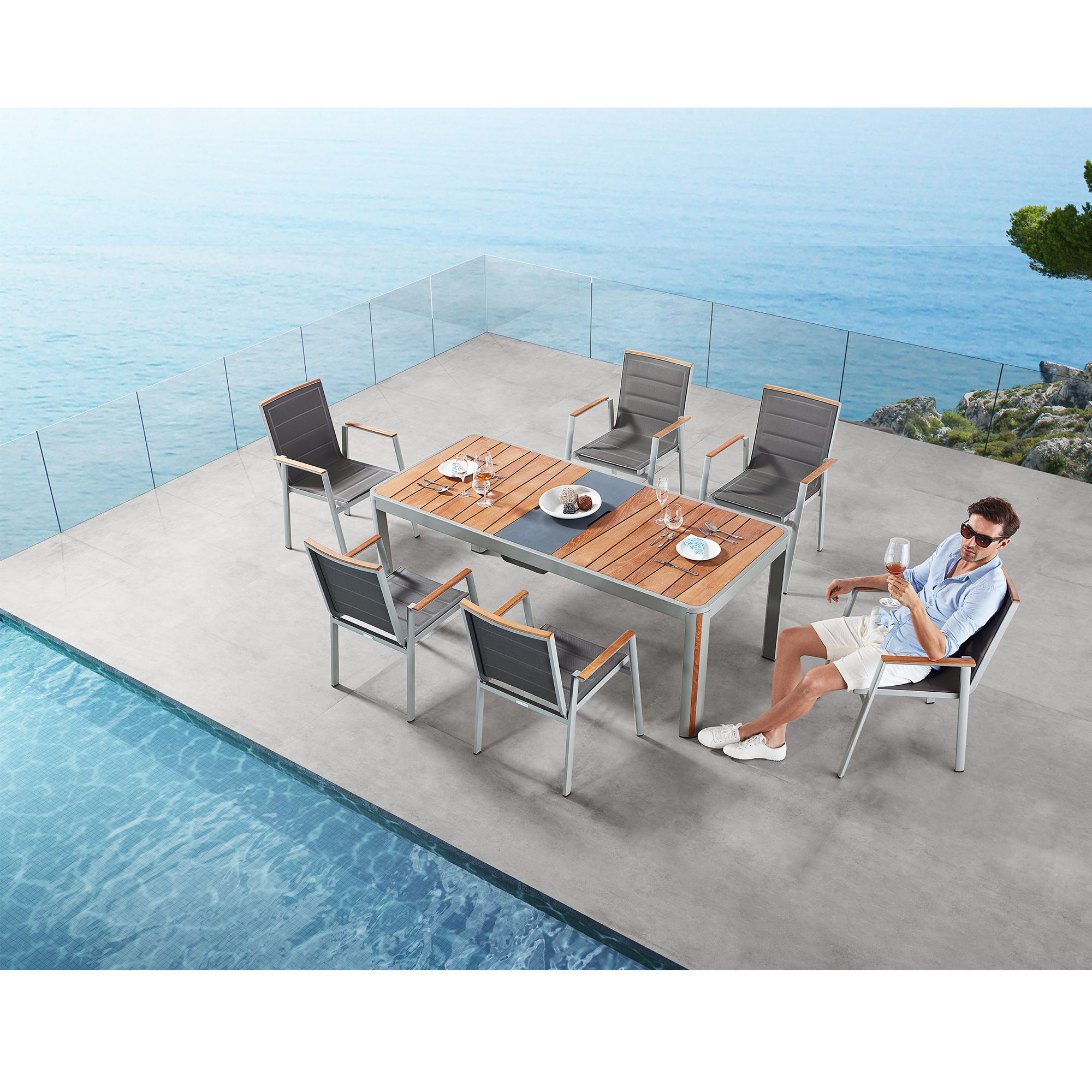 HIGOLD Geneva Outdoor Dining Set For 6 Person With Ice Bucket - Series 2031