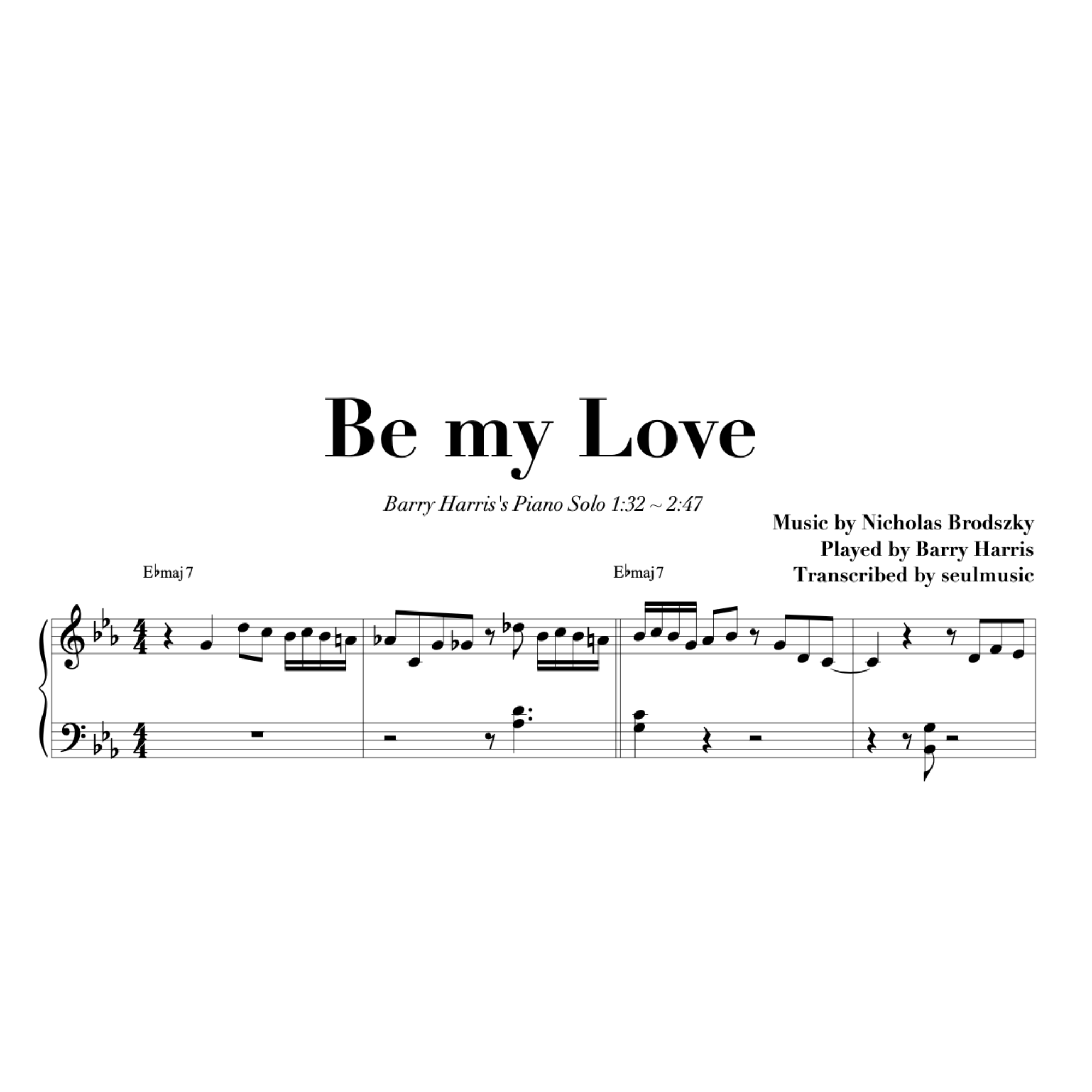 Be My Love -Barry Harris (Solo Part)