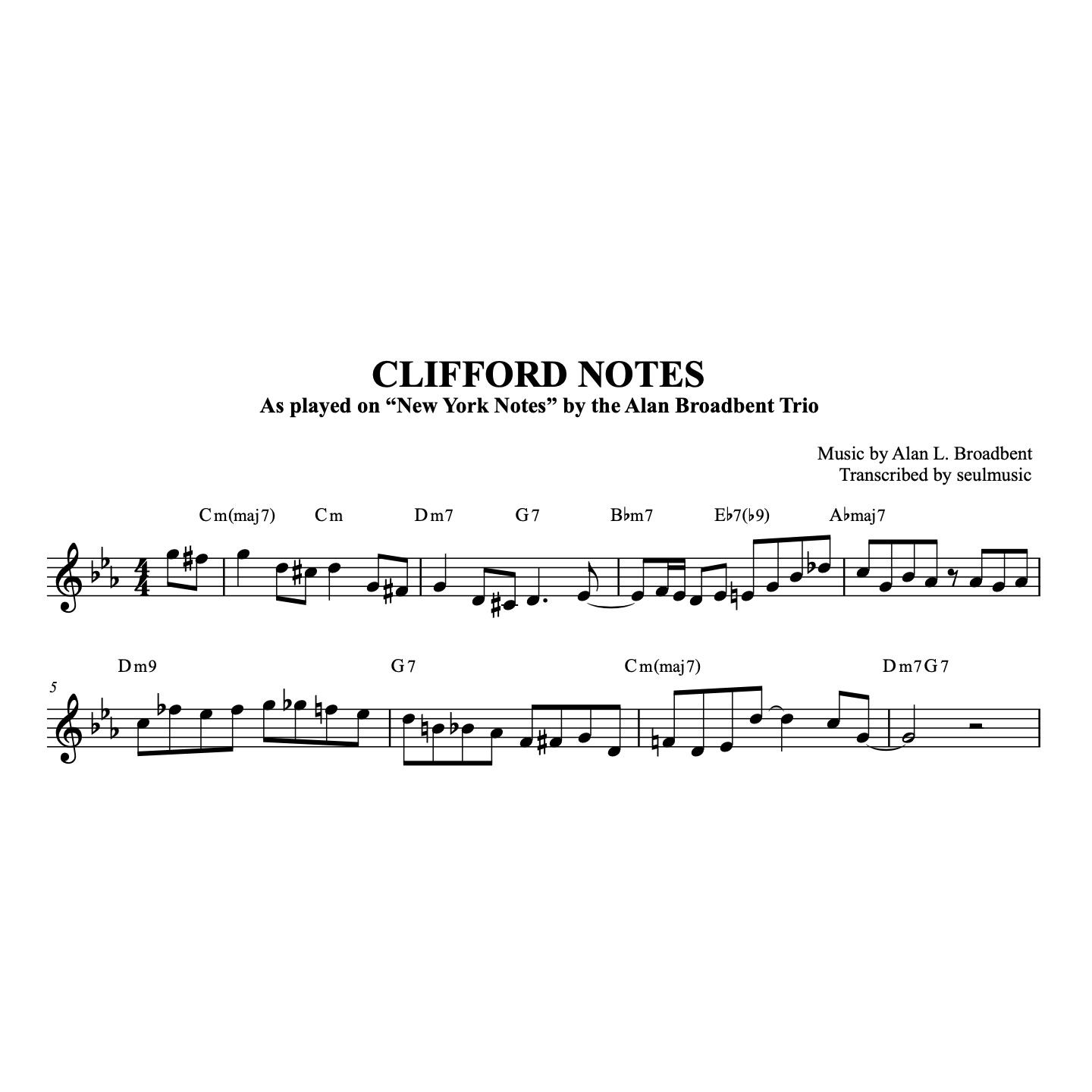 Alan Broadbent – “Clifford Notes” Piano Solo & Analysis