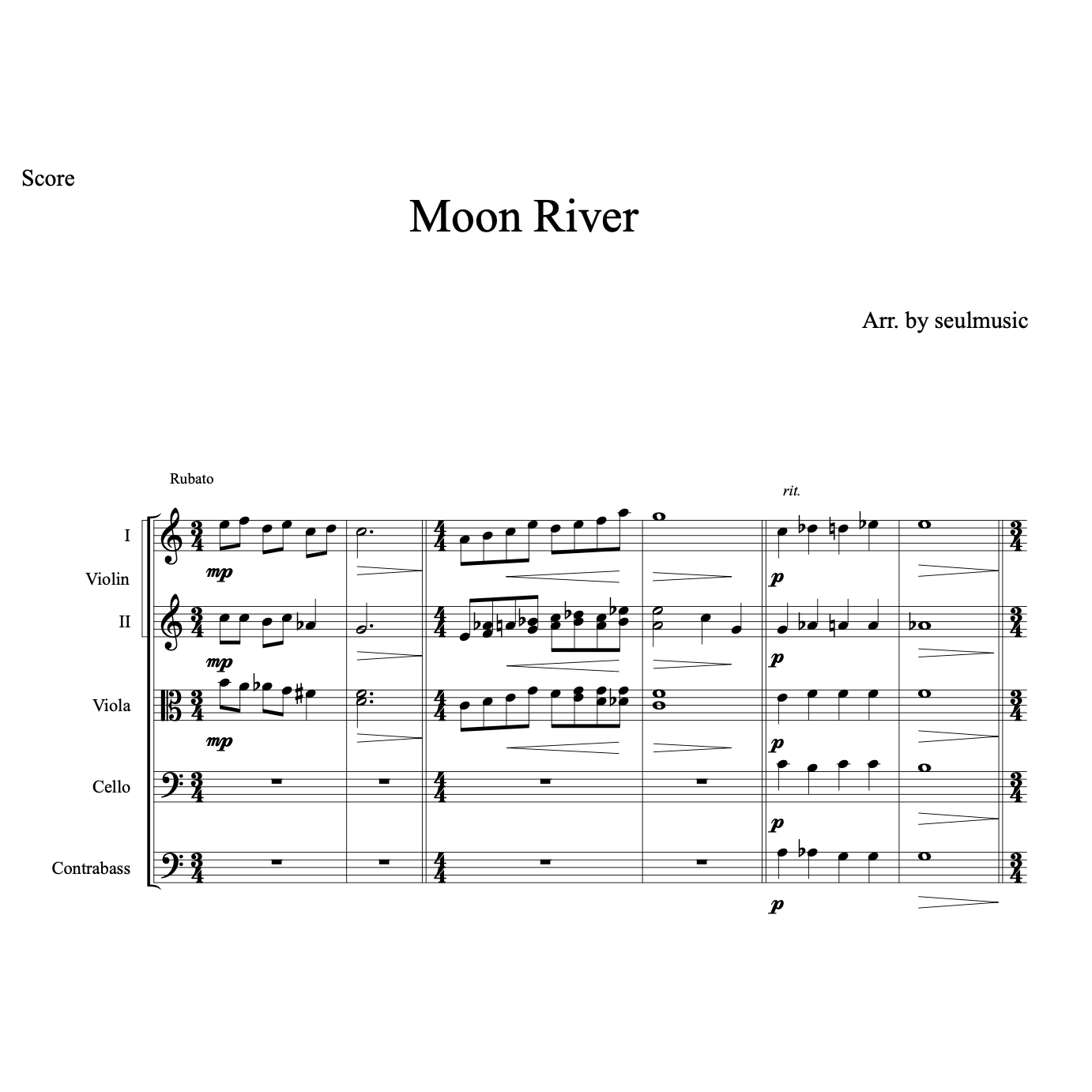 Moon River String Orchestraion - seulmusic