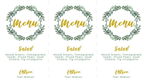 Holiday Dinner Menu Card + Place Card Template
