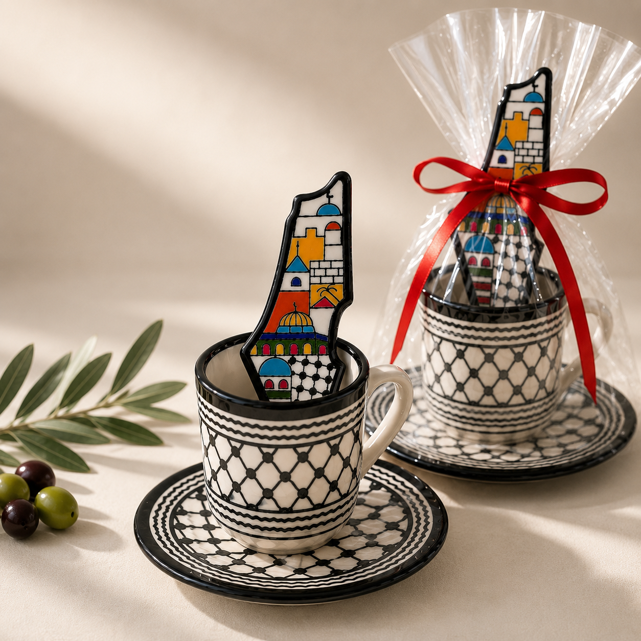 Handbemaltes Espresso-Geschenkset aus Palästina