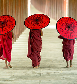 Monks With Umbrellas