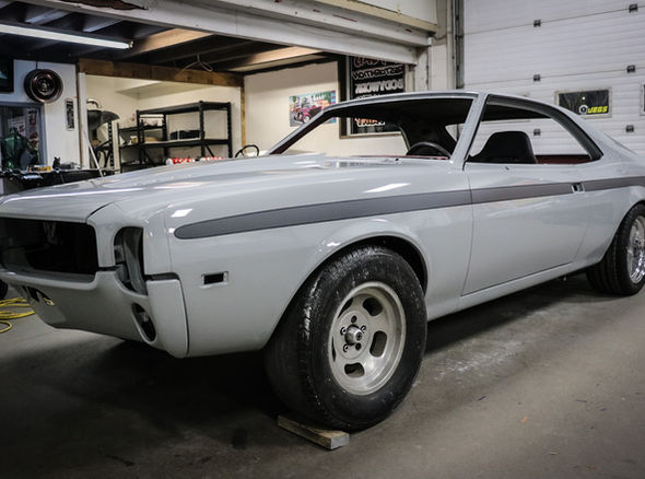 Body work and custom paint on vintage car 1968 Javelin Alberta restoration