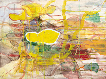 Head to Head, 2019
Gum/oil emulsion, graphite & crayon on paper
22" x 30"