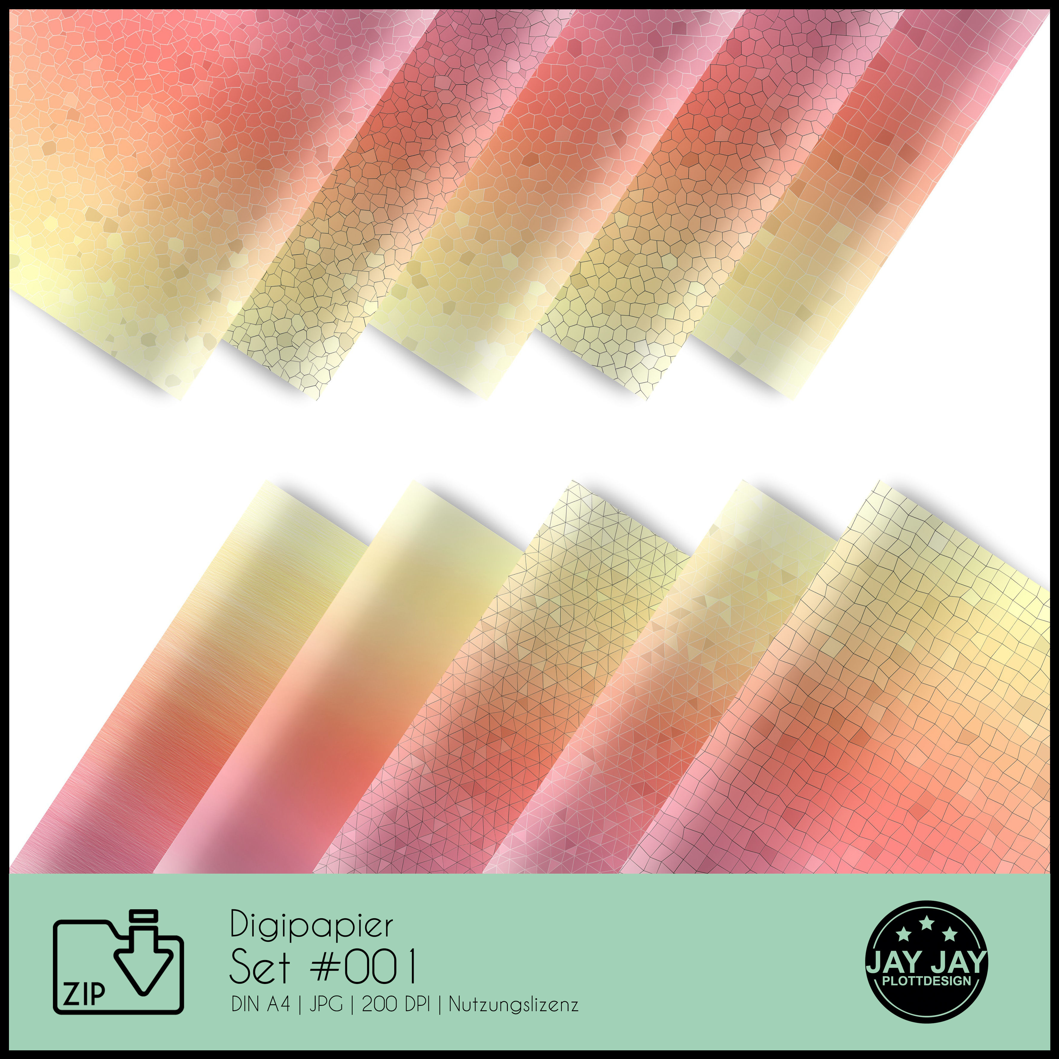 Digipapier-Set #001 (gelb, orange, rot)